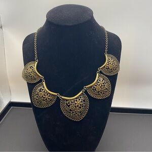 Brass/Antique Gold Tone Filigree Statement Necklace